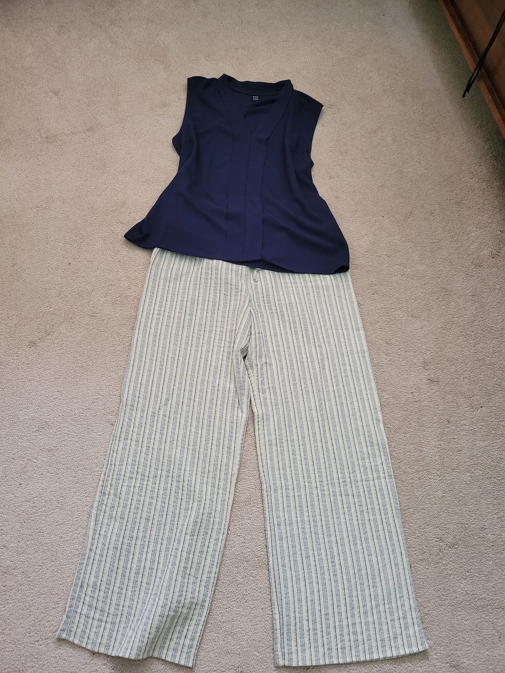 Wide-Leg Striped Linen Pants And Top